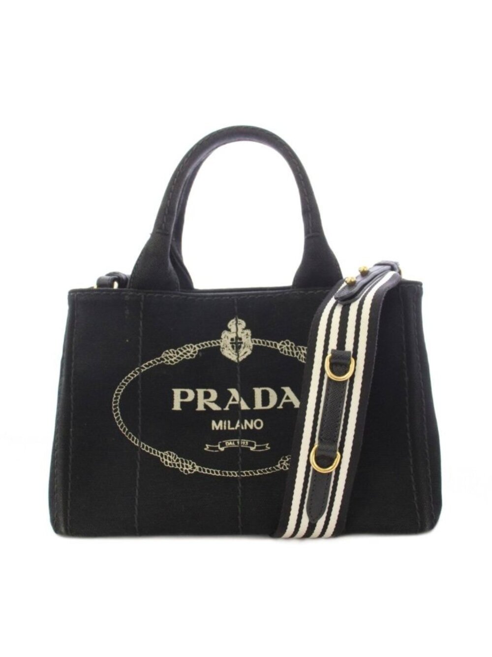 Prada Canapa Tote Shoulder Bag 2-Way Black